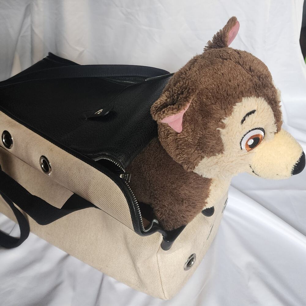 US Based Authentic HERMES Sac de Transport Toile Chien Pet Dog Carrier Purse Bag